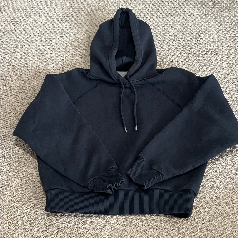EVERLANE Women's black Cropped hoody hooded sweatshirt Size MEDIUM